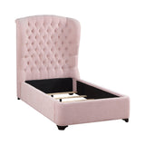 Cameo Pink Twin Upholstered Wingback Bed by Homelegance at Eve Furniture
