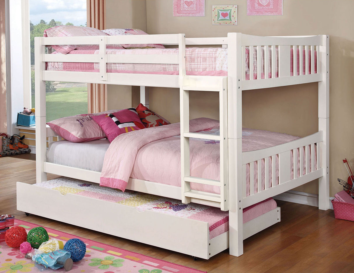 Cameron White Full/Full Bunk Bed, White by Furniture of America at Eve Furniture