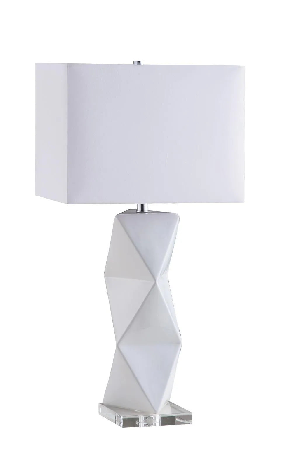 Camie White Geometric Ceramic Base Table Lamp by Coaster at Eve Furniture