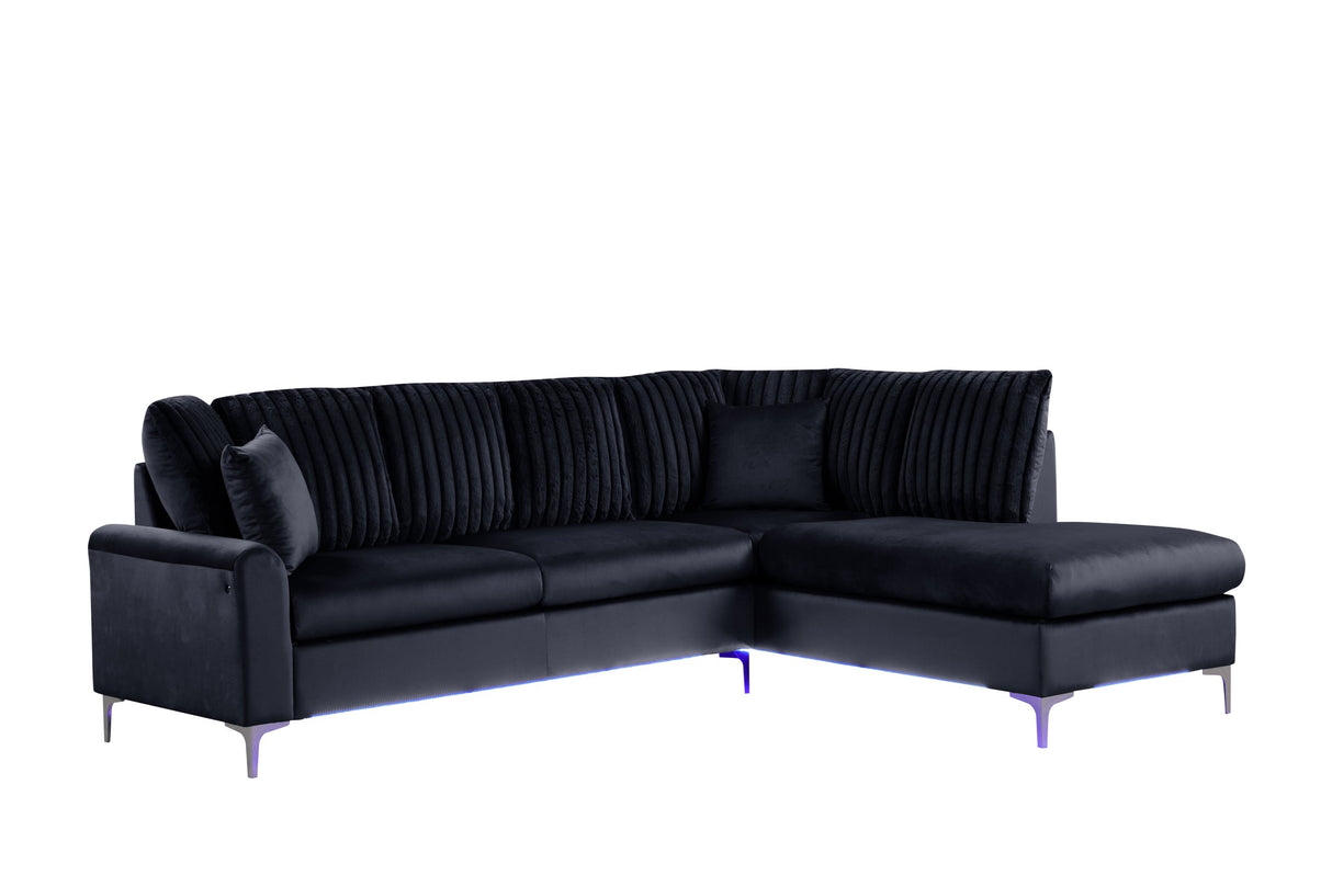 Candy Black Led Lights Right Arm Facing (RAF) Sectional by Happy Homes at Eve Furniture
