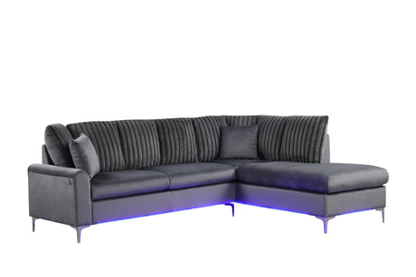 Candy Grey Led Lights Right Arm Facing (RAF) Sectional by Happy Homes at Eve Furniture