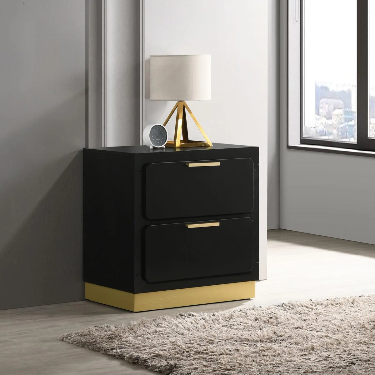 Caraway Black 2-drawer Nightstand Bedside Table by Coaster at Eve Furniture