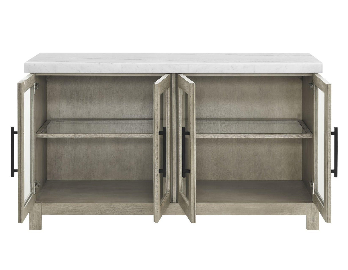 Carena White Marble Top Sideboard with Touch Lighting by Steve Silver at Eve Furniture