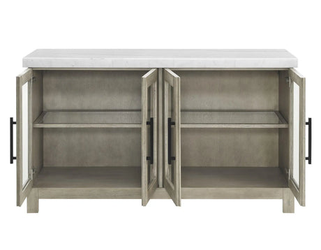 Carena White Marble Top Sideboard with Touch Lighting by Steve Silver at Eve Furniture
