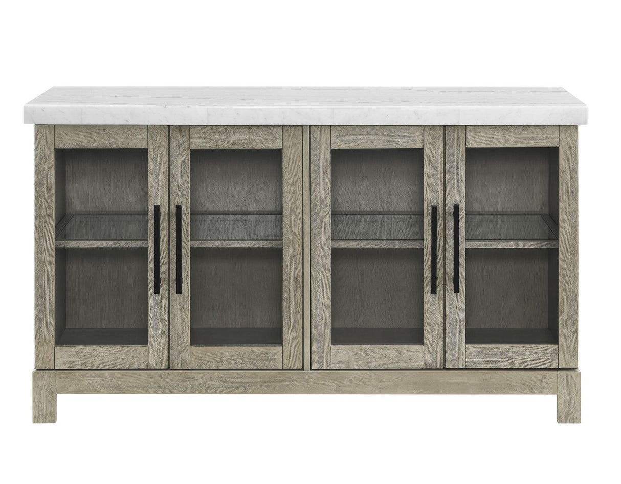 Carena White Marble Top Sideboard with Touch Lighting by Steve Silver at Eve Furniture