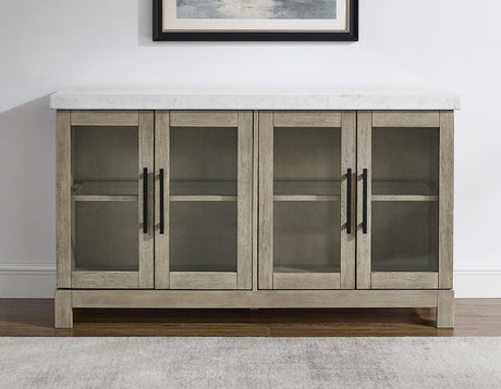 Carena White Marble Top Sideboard with Touch Lighting by Steve Silver at Eve Furniture
