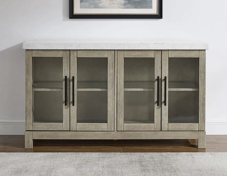Carena White Marble Top Sideboard with Touch Lighting by Steve Silver at Eve Furniture