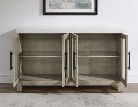 Carena White Marble Top Sideboard with Touch Lighting by Steve Silver at Eve Furniture