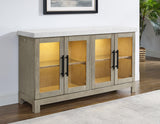 Carena White Marble Top Sideboard with Touch Lighting by Steve Silver at Eve Furniture