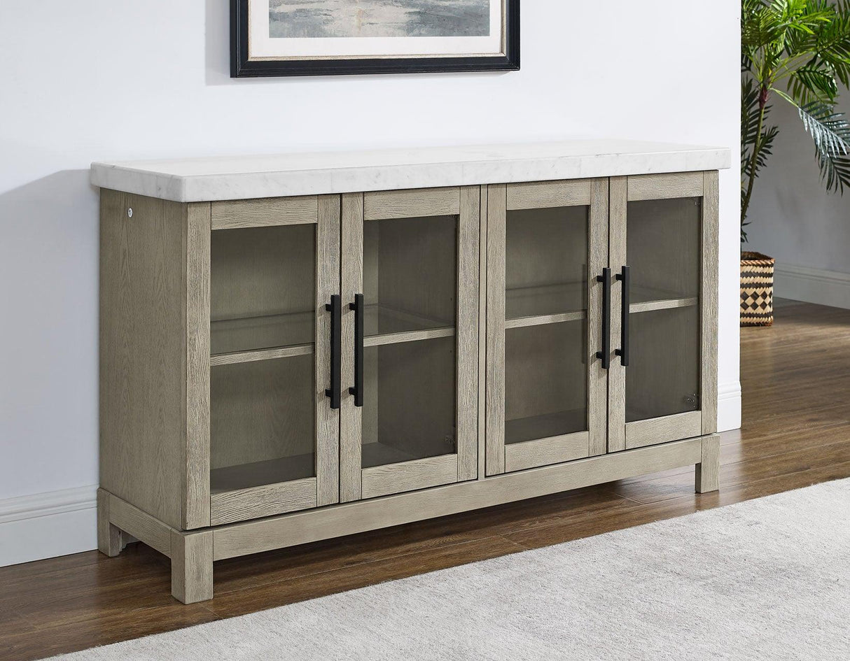 Carena White Marble Top Sideboard with Touch Lighting by Steve Silver at Eve Furniture