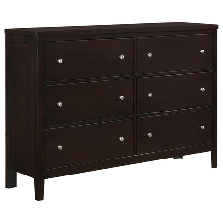 Carlton Cappuccino 6-Drawer Rectangular Dresser by Coaster at Eve Furniture