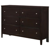 Carlton Cappuccino 6-Drawer Rectangular Dresser by Coaster at Eve Furniture