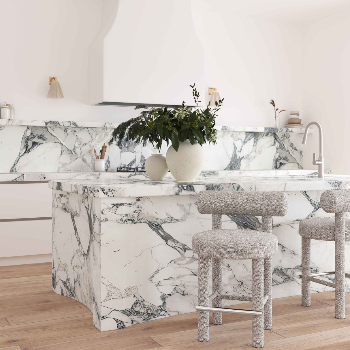 Carmel Black & White Performance Boucle Counter Stool by TOV Furniture at Eve Furniture