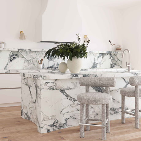 Carmel Black & White Performance Boucle Counter Stool by TOV Furniture at Eve Furniture