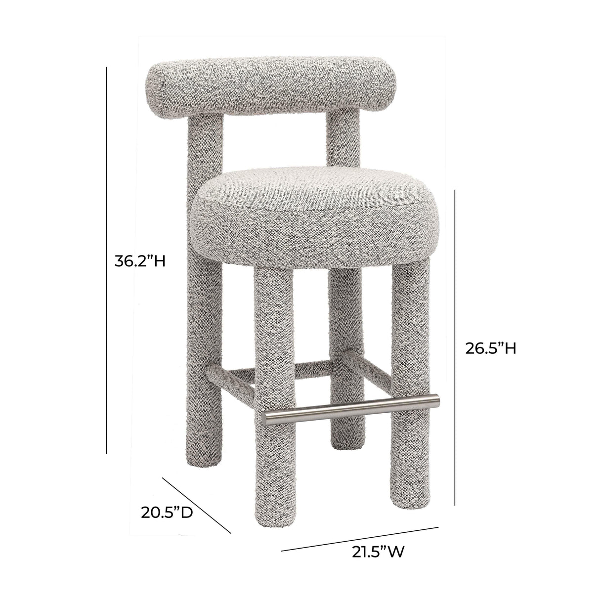 Carmel Black & White Performance Boucle Counter Stool by TOV Furniture at Eve Furniture