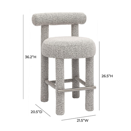 Carmel Black & White Performance Boucle Counter Stool by TOV Furniture at Eve Furniture