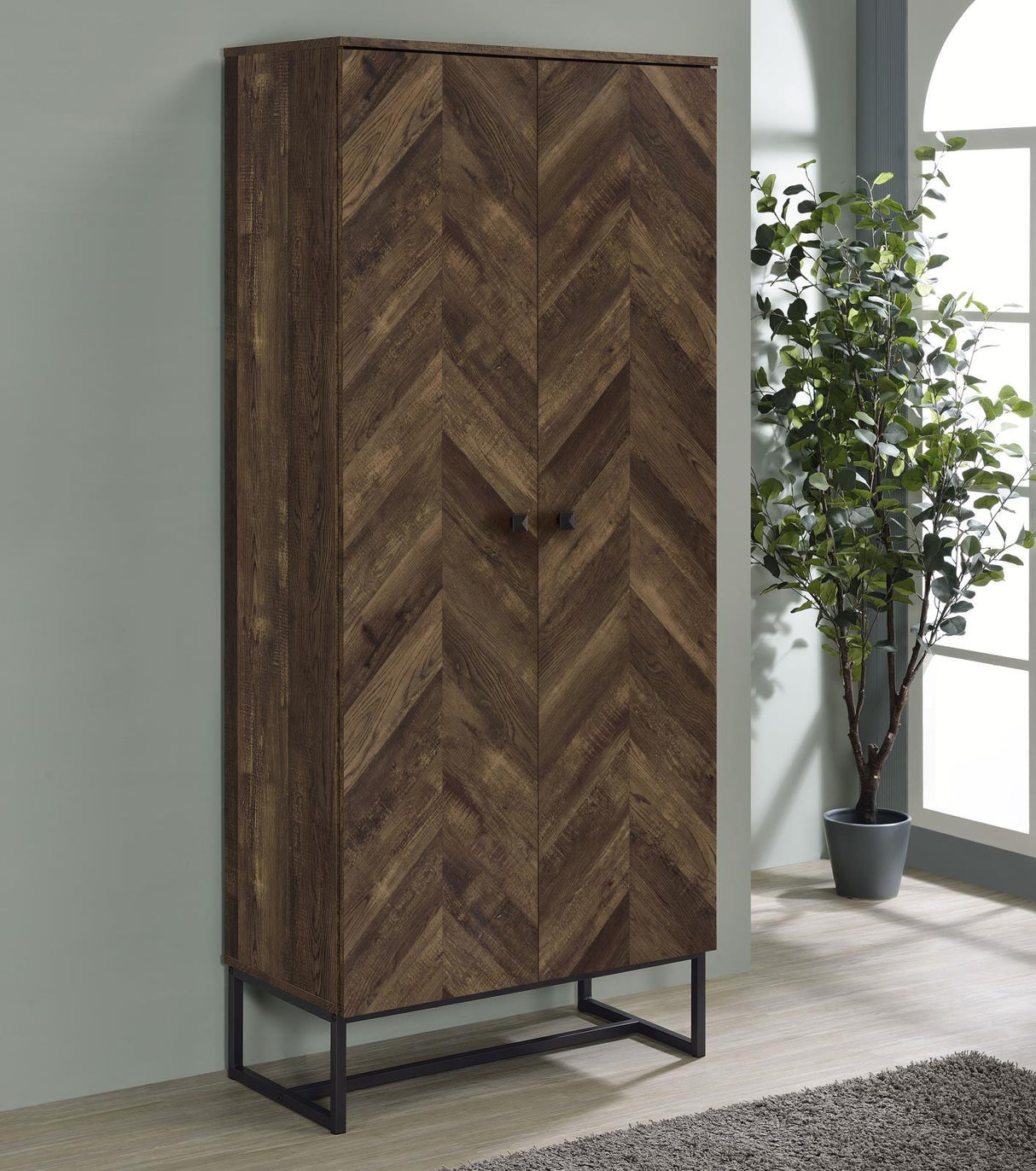 Carolyn Rustic Oak/Gunmetal 2-Door Accent Cabinet by Coaster at Eve Furniture
