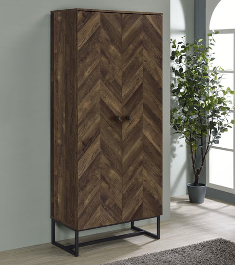 Carolyn Rustic Oak/Gunmetal 2-Door Accent Cabinet by Coaster at Eve Furniture