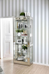 Carrollton Chrome Curio Cabinet by Furniture of America at Eve Furniture