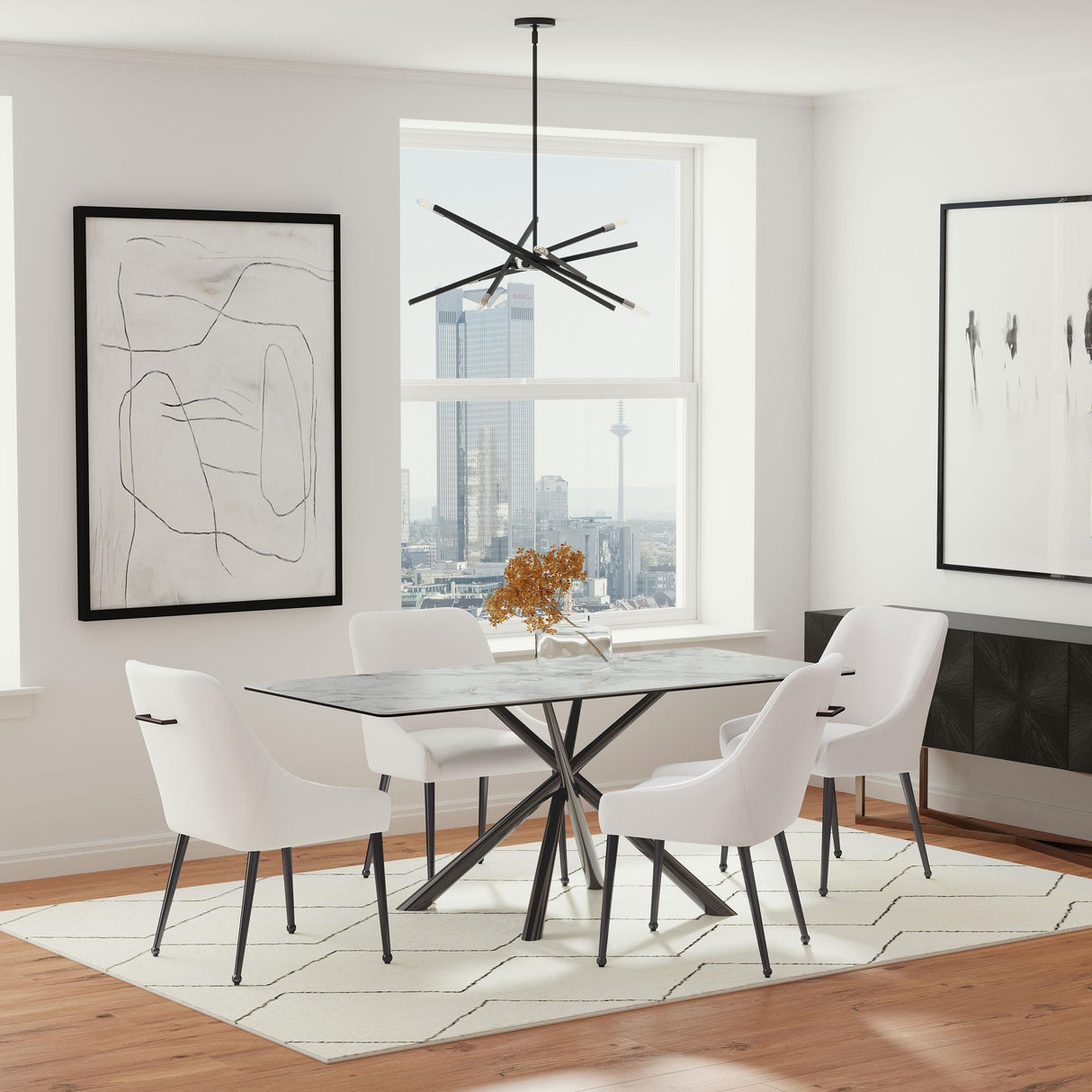 Carvell Black and Mirage White Sintered Stone Dining Table by Coaster at Eve Furniture