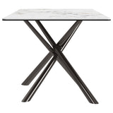 Carvell Black and Mirage White Sintered Stone Dining Table by Coaster at Eve Furniture