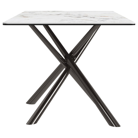 Carvell Black and Mirage White Sintered Stone Dining Table by Coaster at Eve Furniture