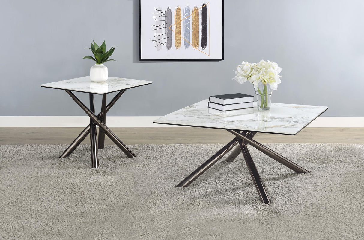 Carvell Mirage White Rectangular Sintered Stone Top Coffee Table by Coaster at Eve Furniture