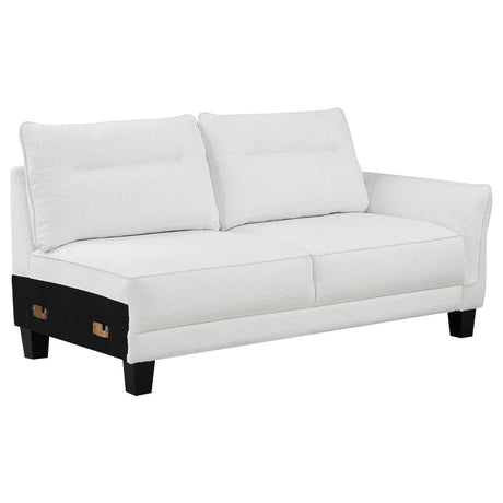 Caspian White and Black Upholstered Curved Arms Sectional Sofa by Coaster at Eve Furniture
