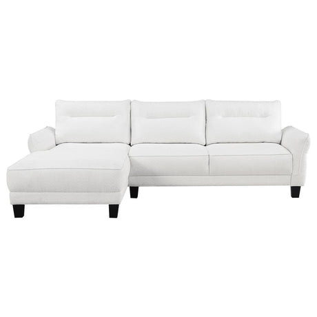 Caspian White and Black Upholstered Curved Arms Sectional Sofa by Coaster at Eve Furniture