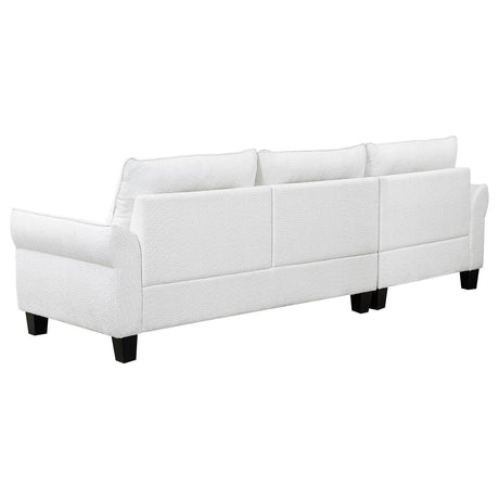 Caspian White and Black Upholstered Curved Arms Sectional Sofa by Coaster at Eve Furniture