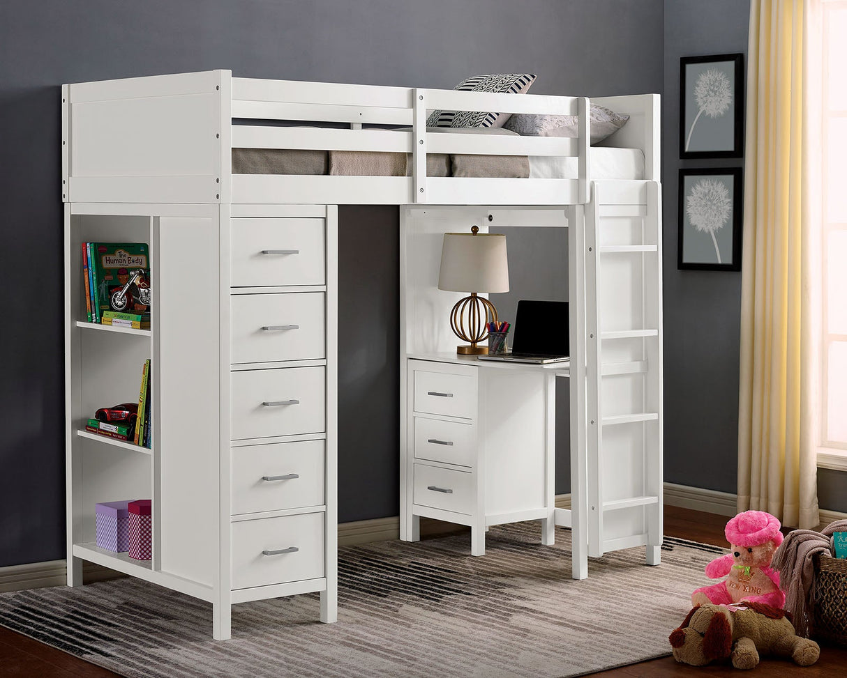 Cassidy White Twin Loft Bed by Furniture of America at Eve Furniture