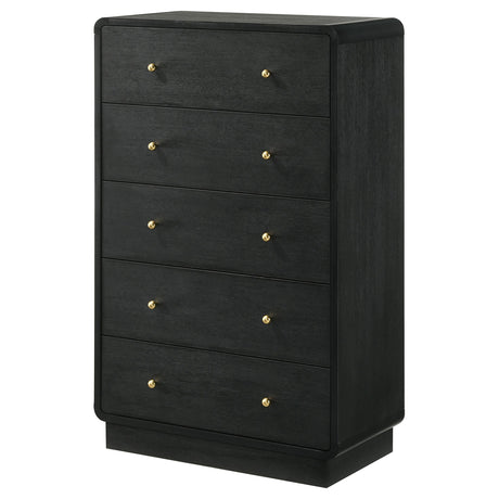 Cavelle 5-drawer Chest of Drawers Black by Coaster at Eve Furniture