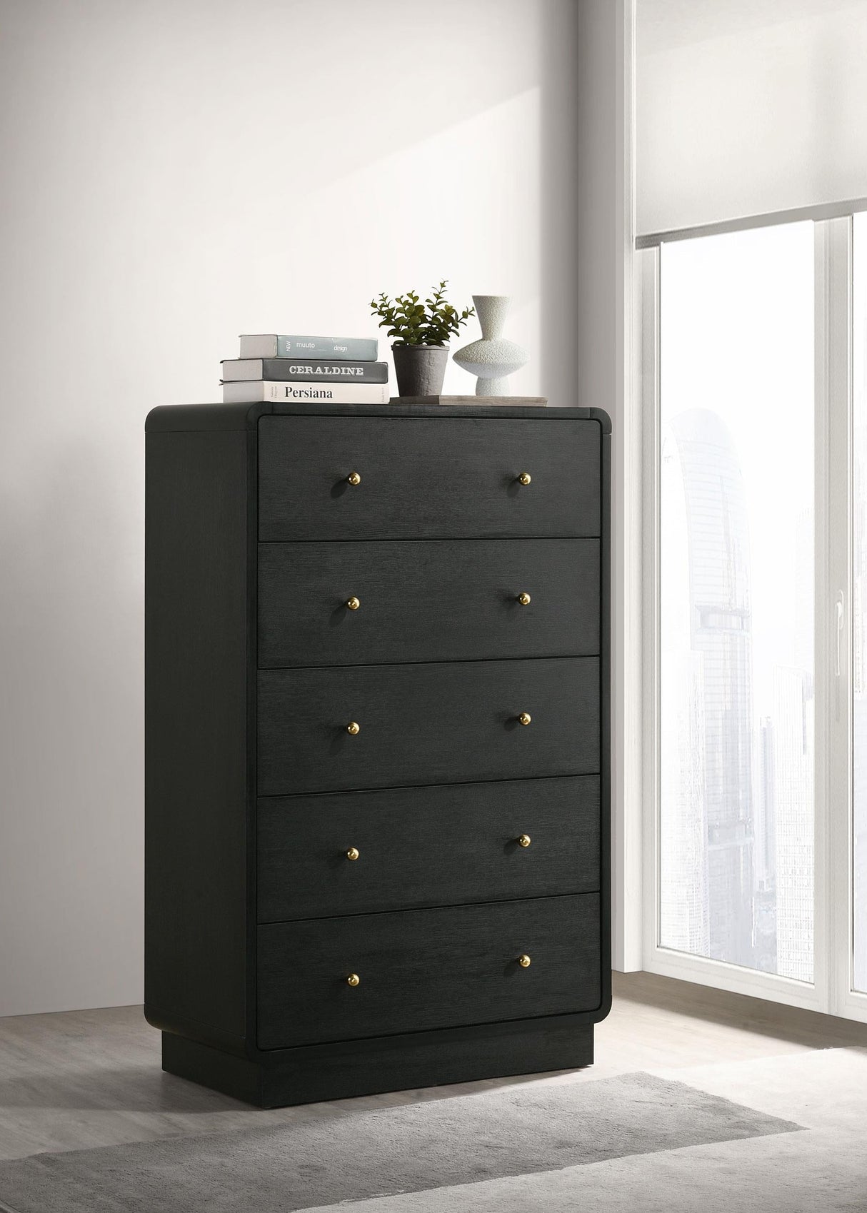 Cavelle 5-drawer Chest of Drawers Black by Coaster at Eve Furniture