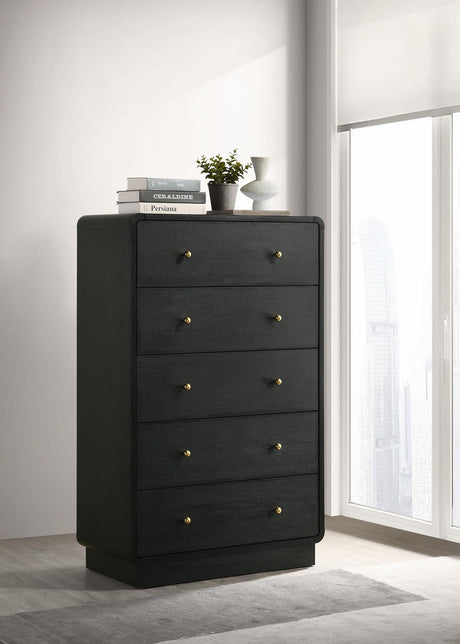 Cavelle 5-drawer Chest of Drawers Black by Coaster at Eve Furniture