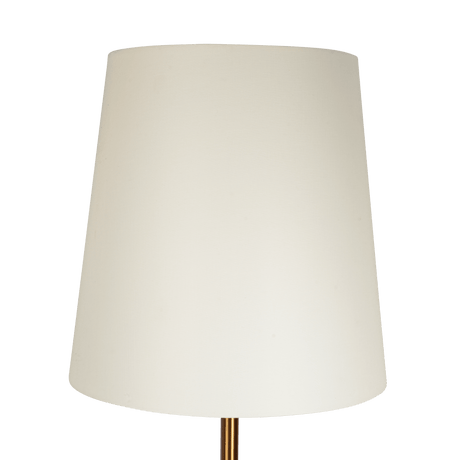 Celestial Modern Floor Lamp with Brass Accent Table with Large White Shade by Ashcroft Imports at Eve Furniture