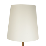 Celestial Modern Floor Lamp with Brass Accent Table with Large White Shade by Ashcroft Imports at Eve Furniture