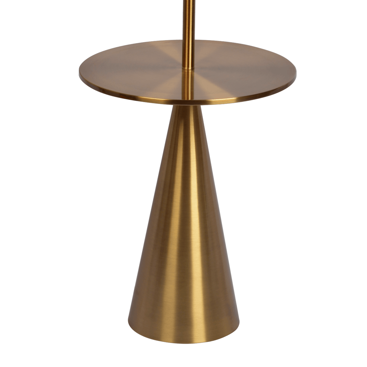 Celestial Modern Floor Lamp with Brass Accent Table with Large White Shade by Ashcroft Imports at Eve Furniture