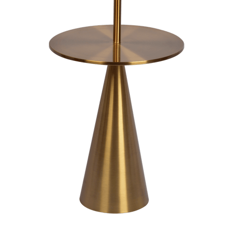 Celestial Modern Floor Lamp with Brass Accent Table with Large White Shade by Ashcroft Imports at Eve Furniture