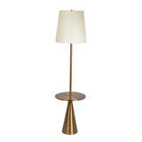 Celestial Modern Floor Lamp with Brass Accent Table with Large White Shade by Ashcroft Imports at Eve Furniture