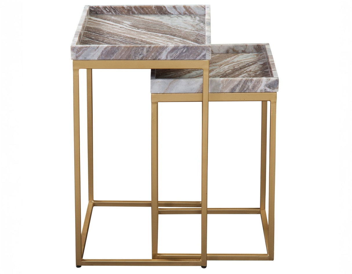 Chantel Brown Solid Marble Top Nesting Tables by Steve Silver at Eve Furniture