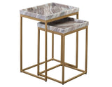 Chantel Brown Solid Marble Top Nesting Tables by Steve Silver at Eve Furniture