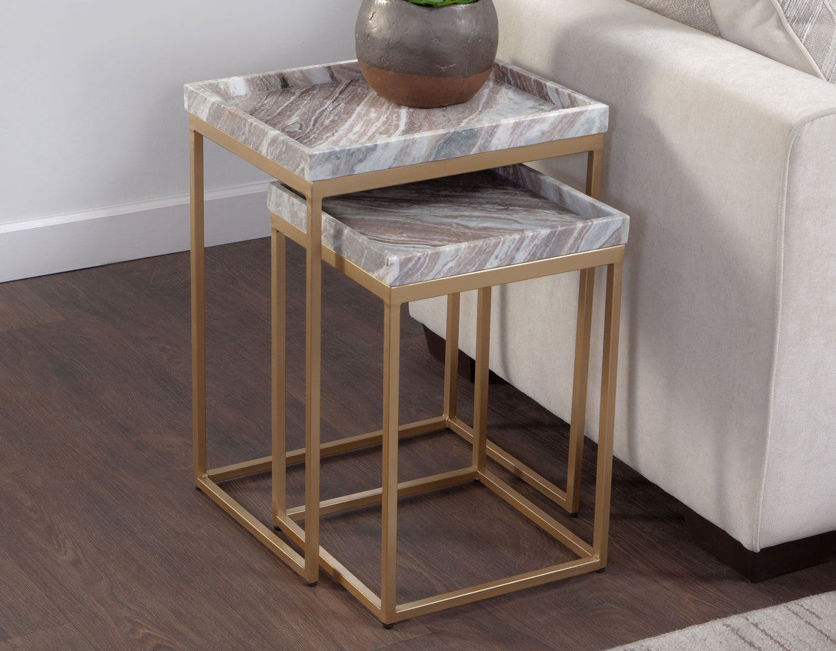Chantel Brown Solid Marble Top Nesting Tables by Steve Silver at Eve Furniture