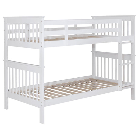 Chapman White Wood Twin over Twin Bunk Bed by Coaster at Eve Furniture