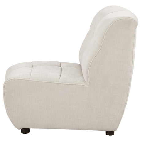 Charlotte Ivory Upholstered Curved Armless Chair by Coaster at Eve Furniture