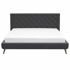 Dillon Grey Velvet Platform Bed (King Size) by Ashcroft Imports at Eve Furniture