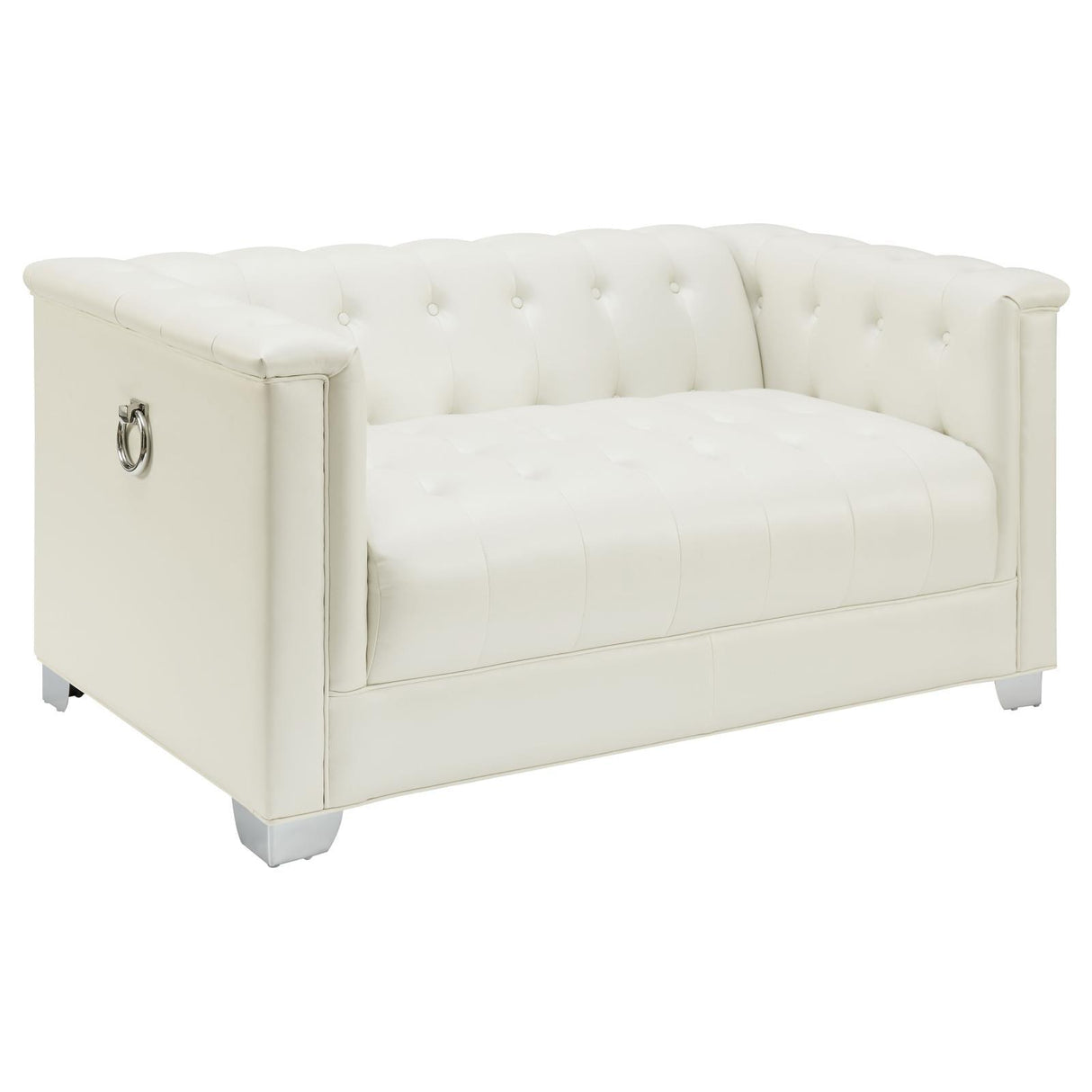 Chaviano Pearl White Tufted Upholstered Loveseat by Coaster at Eve Furniture