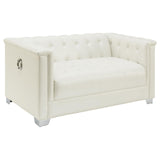 Chaviano Pearl White Tufted Upholstered Loveseat by Coaster at Eve Furniture
