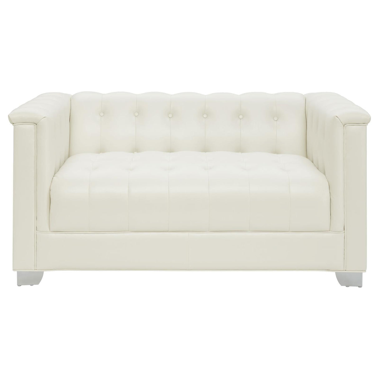 Chaviano Pearl White Tufted Upholstered Loveseat by Coaster at Eve Furniture