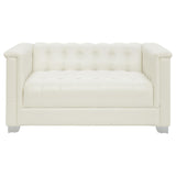 Chaviano Pearl White Tufted Upholstered Loveseat by Coaster at Eve Furniture