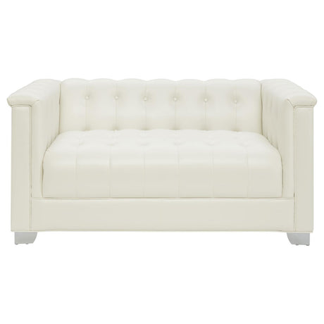 Chaviano Pearl White Tufted Upholstered Loveseat by Coaster at Eve Furniture